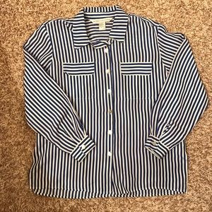 100% silk striped button down